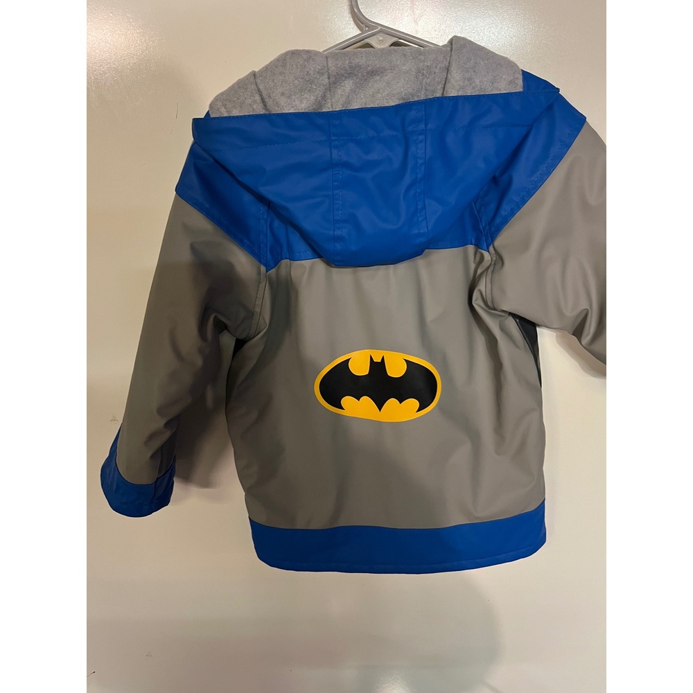 Western Chief Kids Batman Raincoat Blue Grey Hooded Fleece Lined Jacket 3T - Picture 5 of 6
